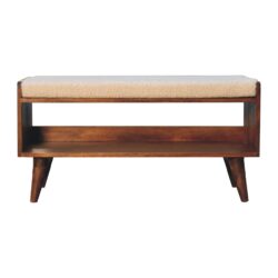 Boucle Nordic Storage Bench - Chestnut