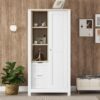 Modern Bedroom Storage Wardrobe With Hanging Rods, 2 Drawers, Open Shelves, Sliding Door - White - Image 4