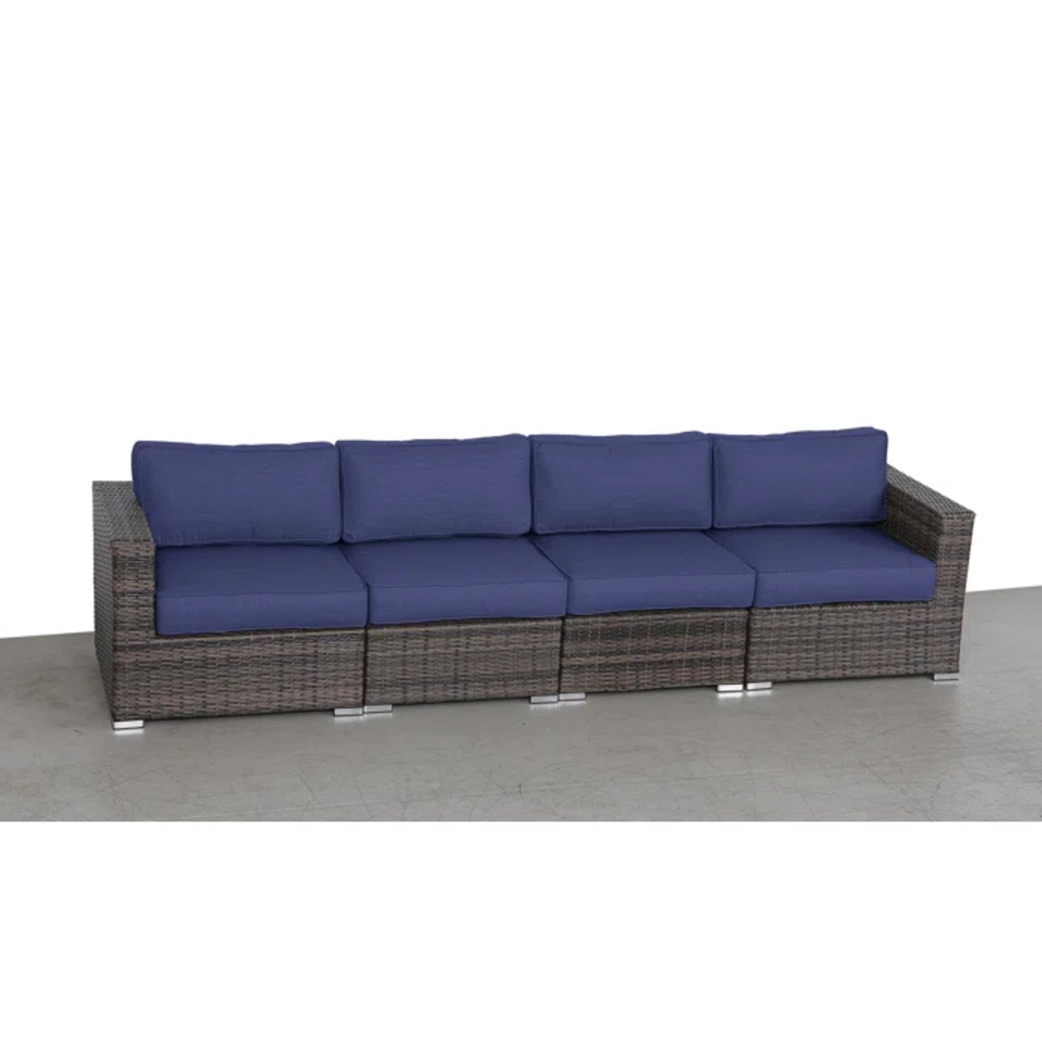 Outdoor Wicker Patio Sofa Set With Feet, 4 Piece Modular Design, Weather Resistant Rattan - Espresso - Image 4