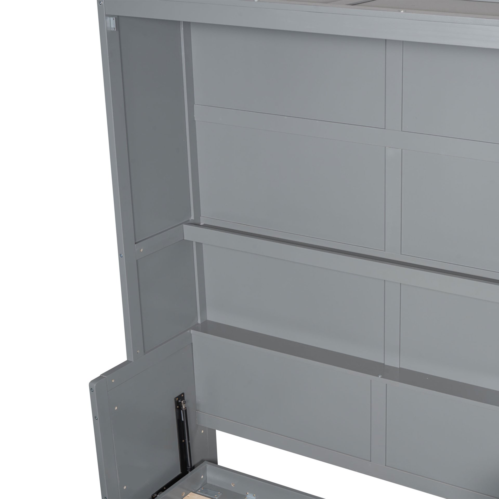Queen Size Murphy Elegant Wall Bed With Closet - Gray - Image 14