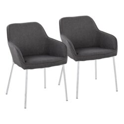 Daniella - Contemporary Dining Chair (Set of 2) - Chrome / Charcoal
