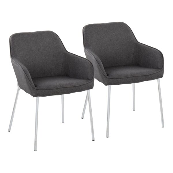 Daniella - Contemporary Dining Chair (Set of 2) - Chrome / Charcoal