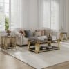 Square End Table With Tempered Glass Top For Living Room - Black / Gold - Image 3
