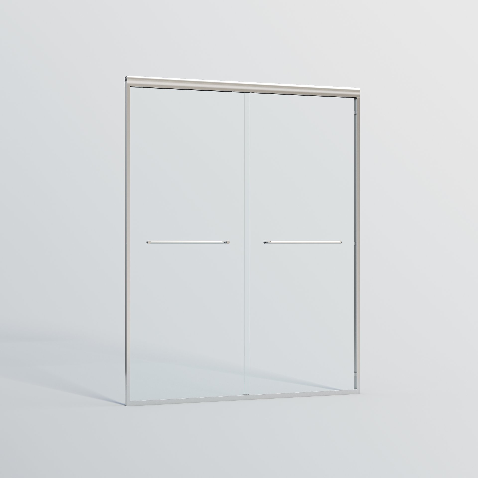 Double Sliding Shower Door, Semi Frameless Bypass Bathroom Sliding Door With 1 / 4" (6Mm) Tempered Glass For Walk In Shower - Chrome - Image 13