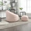 Bedding Bean Bag Sofa Chair High Pressure Foam Bean Bag Chair Adult Material With Padded Foam Padding Compressed Bean Bag With Footrest - Pink - Image 4