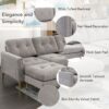 Convertible Sectional Sofa Couch With Movable Ottoman - Light Gray - Image 6