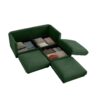 Modern Chenille 2 Seater Sofa With Ottoman Storage Cylindrical Backrest And Armrests - Green - Image 14