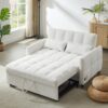 Loveseat Sofa Pull Out Sofa Bed Tufted Sleeper Sofa With An Adjustable Backrest, 3 USB Ports And 2 Lumbar Pillows For Living Room - Beige - Image 2