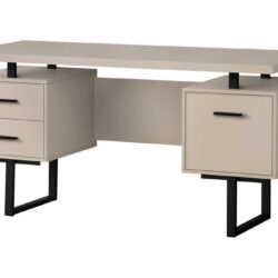 Computer Desk For Home Office, Laptop, Left, Right Set - Up, Storage Drawers, Contemporary & Modern - Taupe / Black