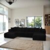 Modular U Shaped Sectional Sofa, 4 Seater Chaise Lounge With Reversible Design - Black - Image 4