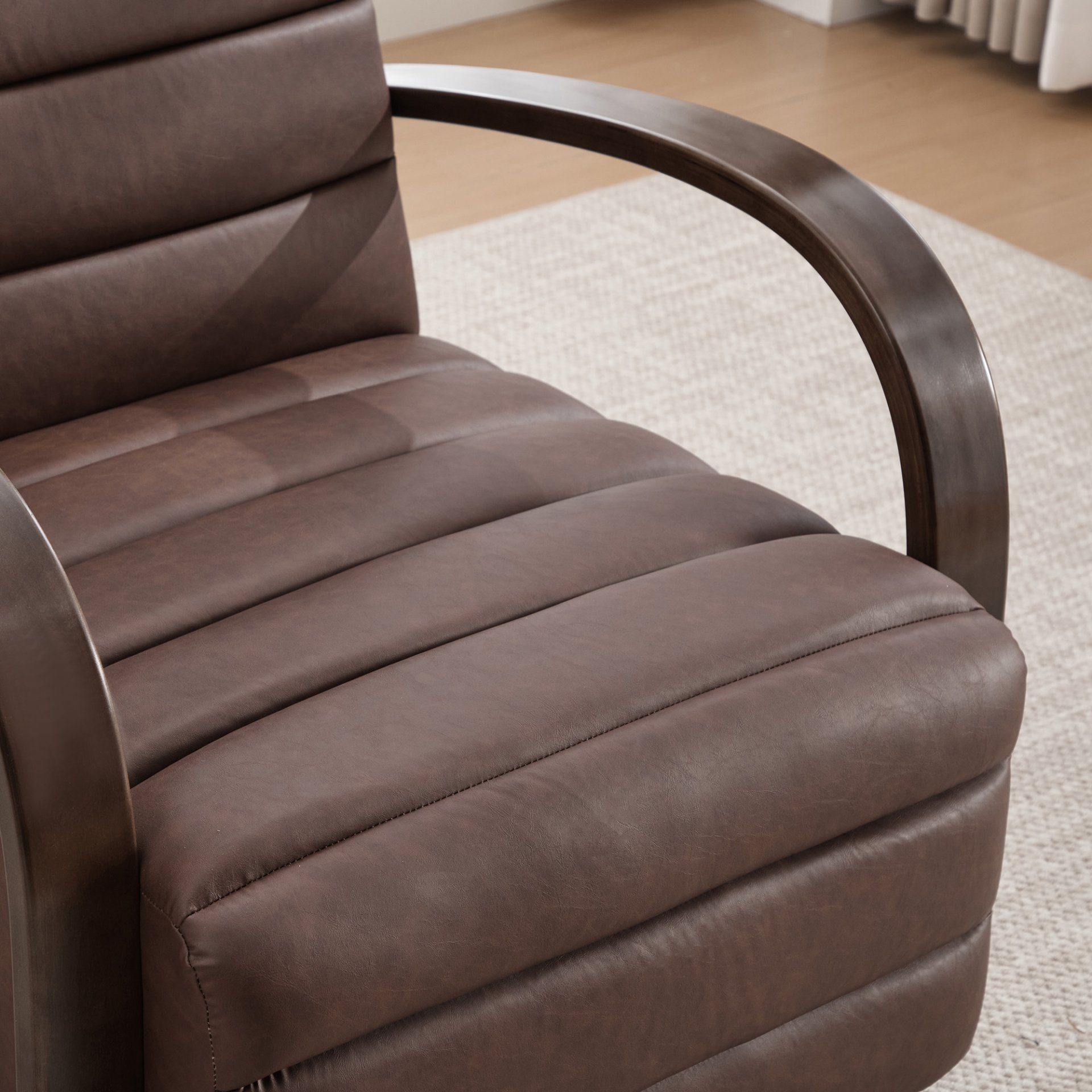 360° Swivel Accent Chair With Armrests, Comfy Lounge - Brown - Image 10
