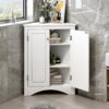 Triangle Bathroom Storage Cabinet With Adjustable Shelves, Freestanding Floor Cabinet For Home Kitchen - White - Image 6