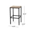 Outdoor Bar Stool With Slat Design And Metal Frame (Set of 2) - Teak / Black - Image 3