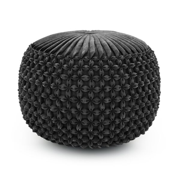 Renee - Round Pouf - Slate Gray