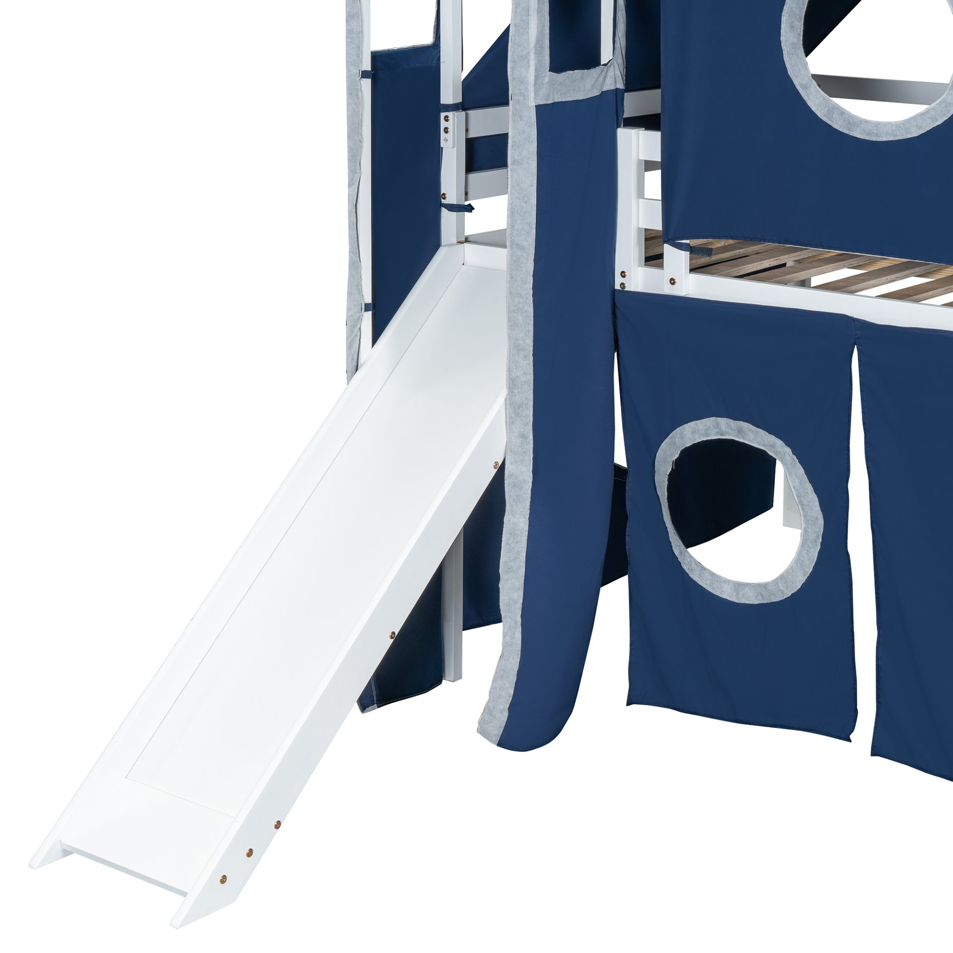 Full Size Loft Bed With Tent And Tower - Blue - Image 15