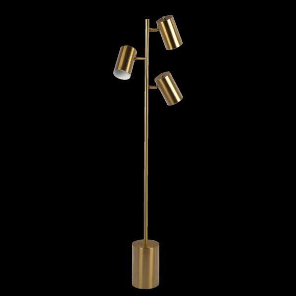 Harmony - Floor Lamp With Rotary Switch Triple Spots Block Base - Gold