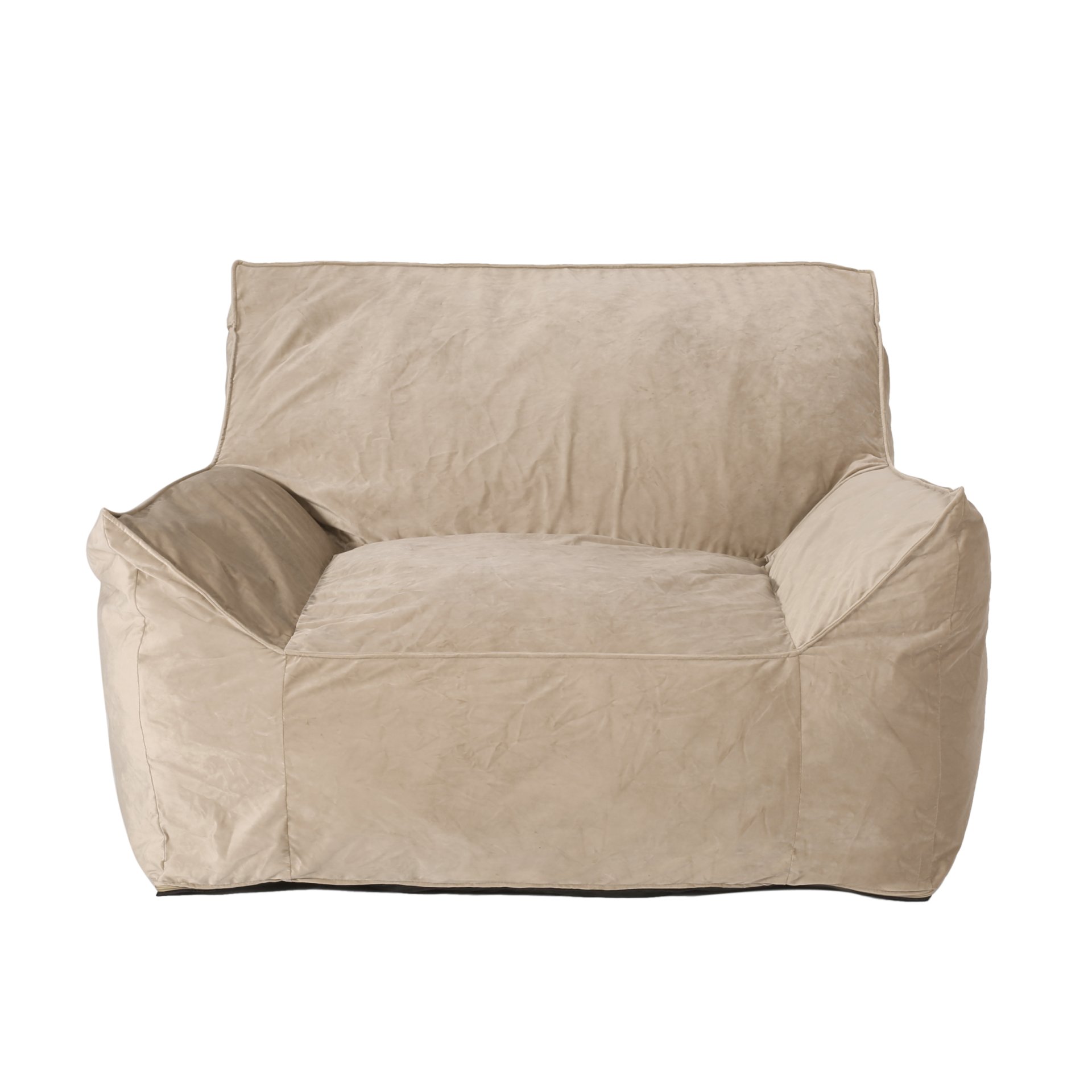 Allea - Velveteen Bean Bag Chair With Armrests, Comfortable Velvet Seating - Taupe - Image 5