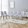 Comfortable Linen Cotton Dining Chair Set Six Pieces - Light Gray - Image 13