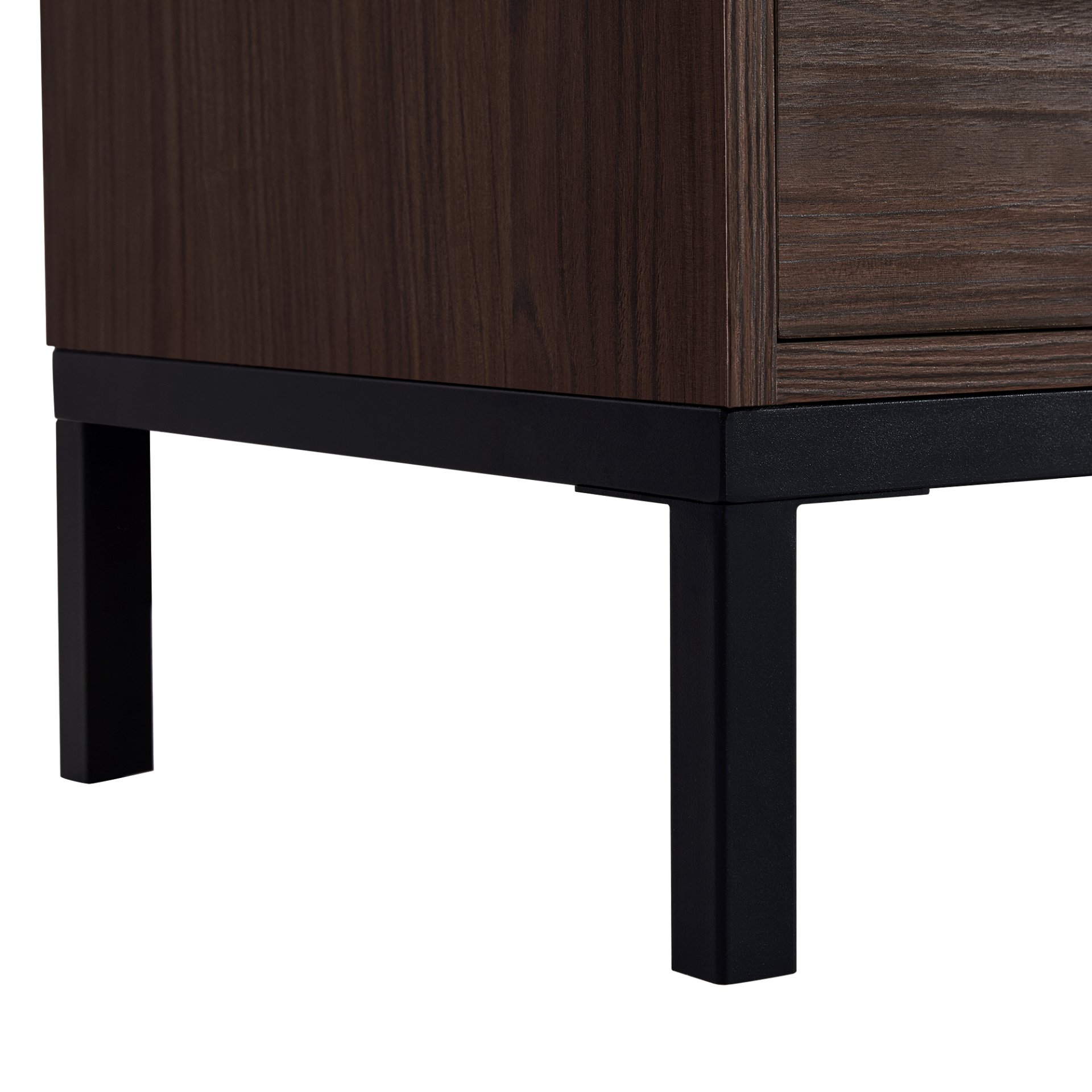 Modern Style Tall Display Cabinet With LED Lighting, Tempered Glass Door, 2 Drawers - Black / Dark Walnut - Image 11