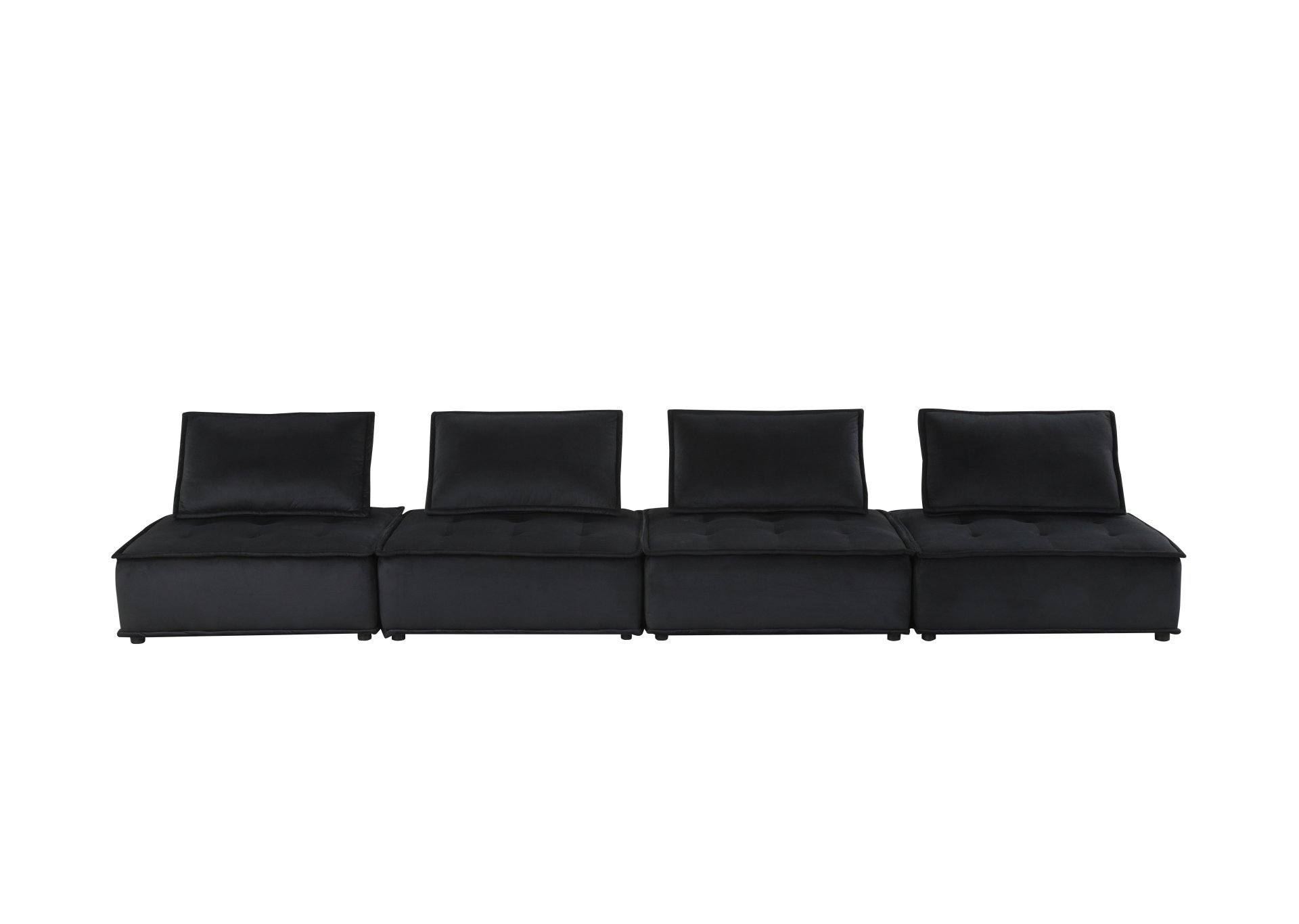 Anna - Velvet 4 Piece Sectional Sofa - Black - Image 6