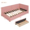 Twin Size Upholstered Daybed With 2 Storage Drawers, Sofa Bed Frame No Box Spring Needed - Pink - Image 11