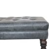 Buffalo - Leather Ottoman With Castor Legs - Brown / Teal - Image 3