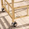 Modern Metal And Glass Bar Cart With Rolling Casters - Gold - Image 5