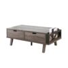 Antique Wooden Livingroom Coffee Table With Two Storage Drawers - Distressed Gray / Black - Image 3