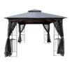 10 X 10 Ft Patio Gazebo Tent With Ventilated Double Roof And Mosquito Net Canopy For Backyard Or Garden - Gray - Image 6