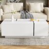 Extendable Coffee Table, Coffee Table With 2 Hidden Storage Space And 2 Drawers For Living Room - White - Image 5