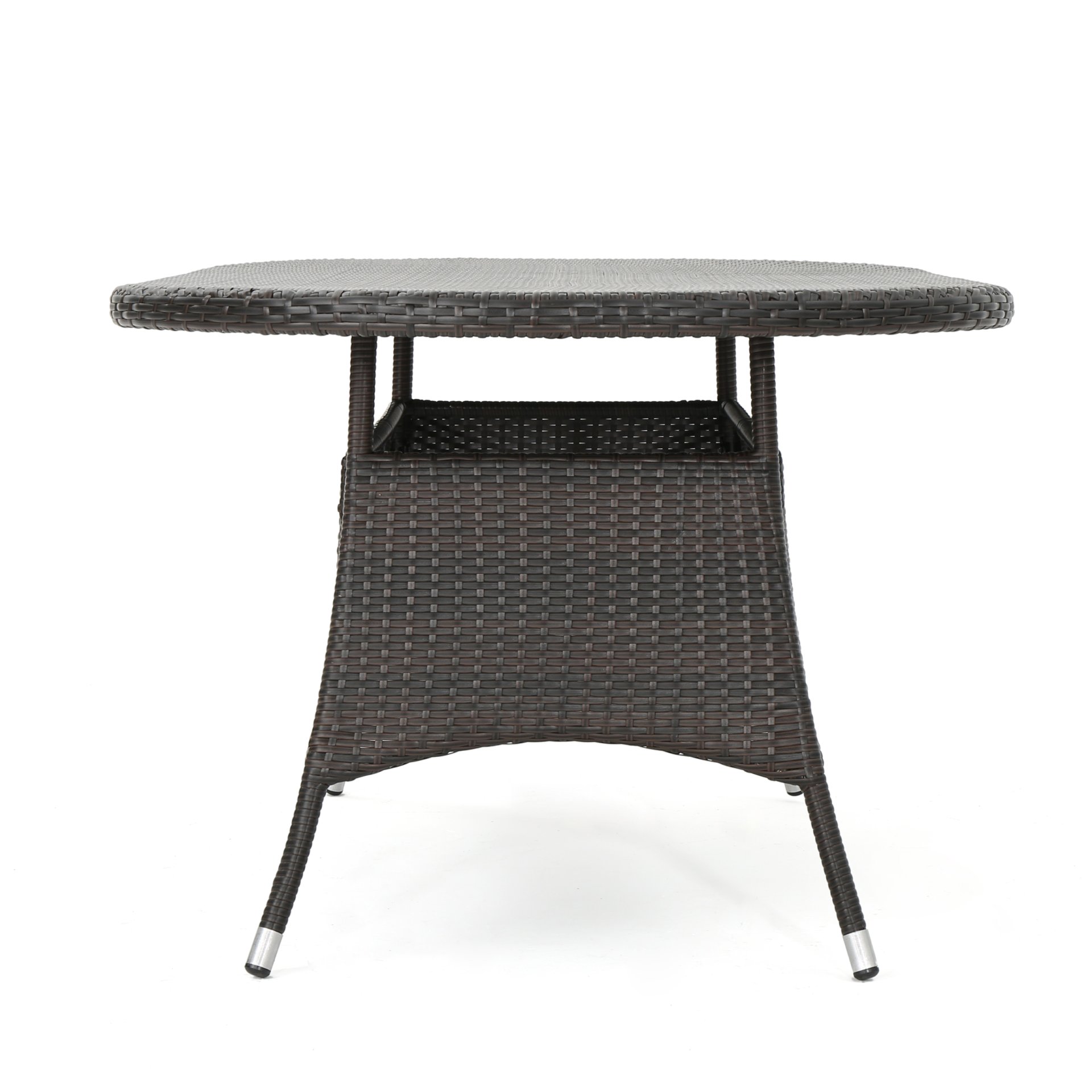 Outdoor Oval Dining Table With Silver Tipped Legs - Brown Multi - Image 8