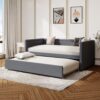 Modern Style Twin Size Upholstered Daybed With Trundle For Guest Room, Small Bedroom, Study Room - Gray - Image 3