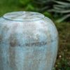 Heavy Outdoor Cement Fountain Antique, Cute Unique Urn Design Water Feature For Home Garden, Lawn Deck & Patio - Antique Blue - Image 4