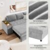 L Shaped Couch With Pull Out Bed And Storage Sectional Sleeper Sofa With Hidden Storage, Wide Armrest With Storage, For Living Room, Apartment, Bedroom, Office - Light Gray - Image 18
