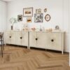 4 Door Sideboard, Carved Sideboard Buffet Cabinet With Storage, Modern Coffee Bar Cabinet With Adjustable Shelf For Living Room, Dining Room, Kitchen - Natural - Image 6
