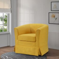 Tucker - Woven Fabric Swivel Barrel Chair - Yellow