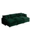 Oversized Modular Cushion Sofa Set With Portable Ottoman Corduroy L Shaped Low Back Deep Seating - Green - Image 14