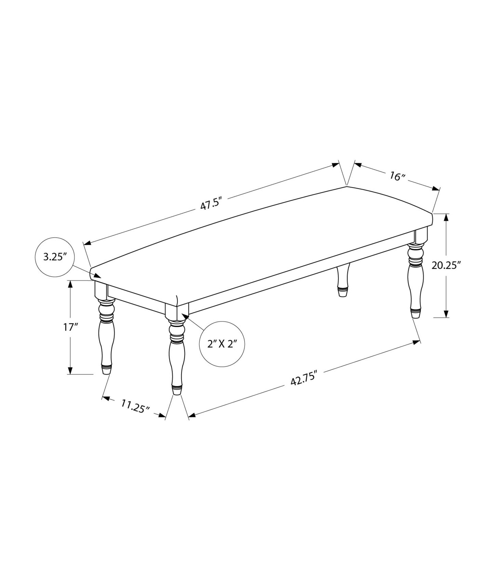 Bench, Rectangular, Upholstered, Transitional - Gray - Image 8