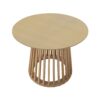 Modern Round Coffee Table With Grille Molding For Living Room, Bedroom, Or Balcony - Oak - Image 5