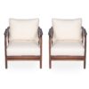 Outdoor Lounge Chair With Woven Backrest, Comfortable Cushions - Walnut - Image 5