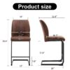 Modern Chairs With Suede Cushions And Black Metal Legs For Dining Room Or Office (Set of 2) - Brown - Image 3