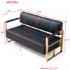 Modern Upholstery Accent Loveseat Sofa For Living Room 2 Seater With Golden Metal Arms - Black - Image 6