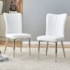 Modern Minimalist Dining Chairs Office Chairs (Set of 2) - White / Silver - Image 2