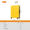 Luggage With Tsa Lock Spinner Wheels Hardside Expandable Luggage Travel Suitcase Check In Luggage ABS 24" - Yellow - Image 2