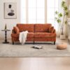 Modern Style Chenille 2 Seater Sofa With LED Light, USB Charging Port & Storage Bag - Orange - Image 14