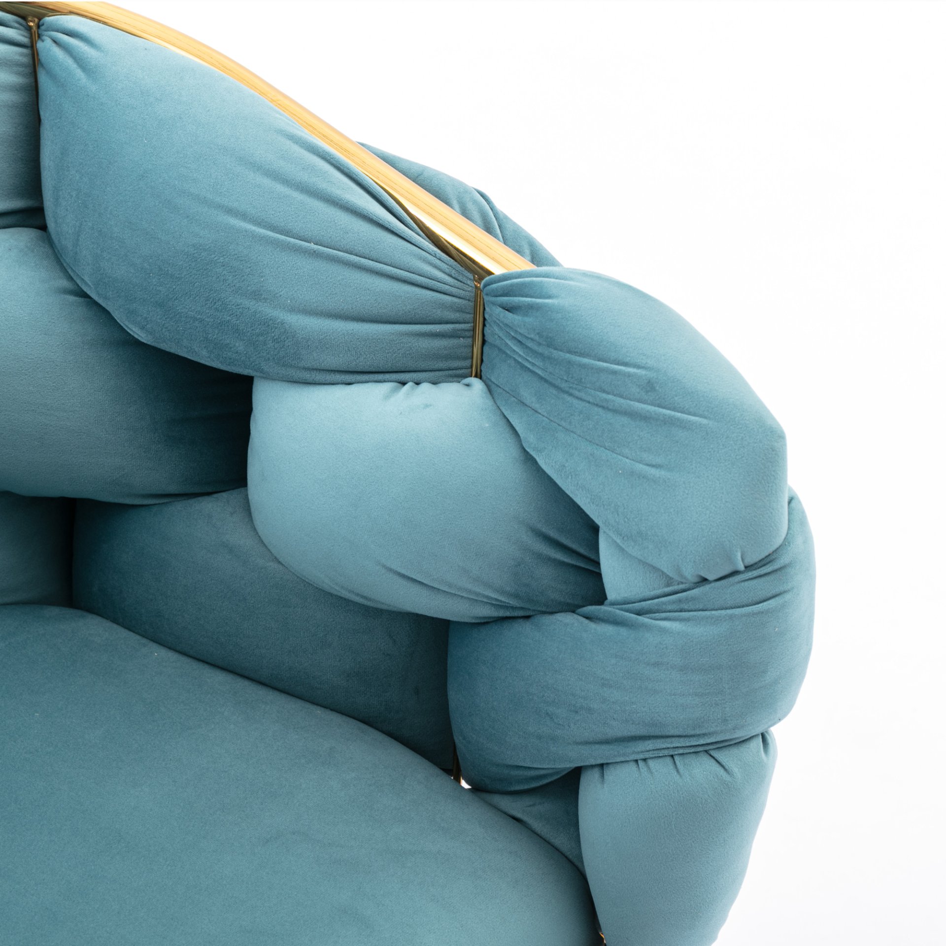 Luxury Modern Simple Leisure Velvet Single Sofa Chair Bedroom Lazy Person Household Dresser Stool Manicure Table Back Chair - Blue - Image 9