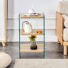 Modern 3 Layer Bedside Cabinet With Storage Function In Wood And Tempered Glass - Wood - Image 4
