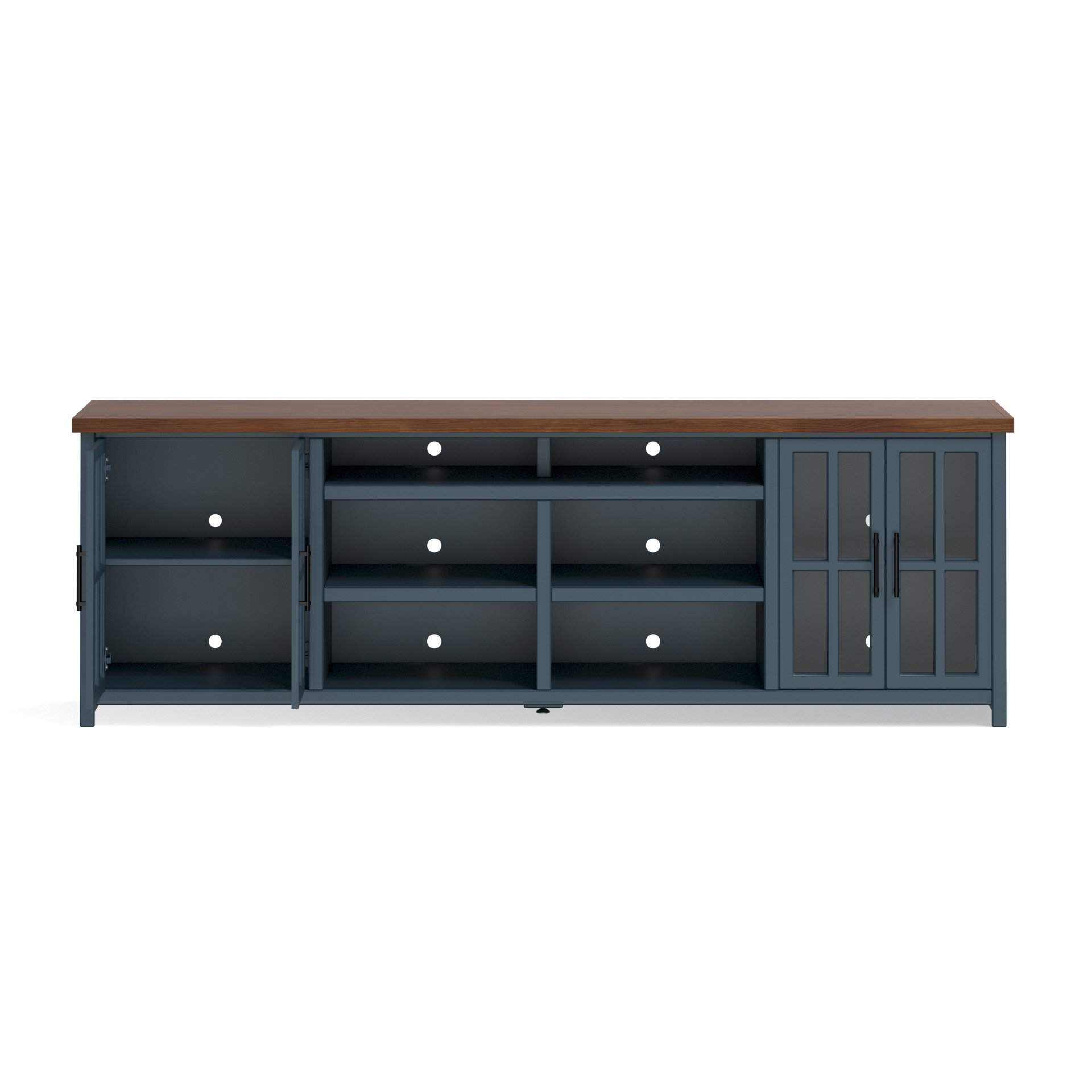 Nantucket - TV Stand Console For TVs Up To 100" - Blue Denim, Whiskey - Image 7