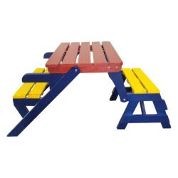Multi Functional Kid's Arm Chair Table 2 Benches Set Easy To Clean - Colorful