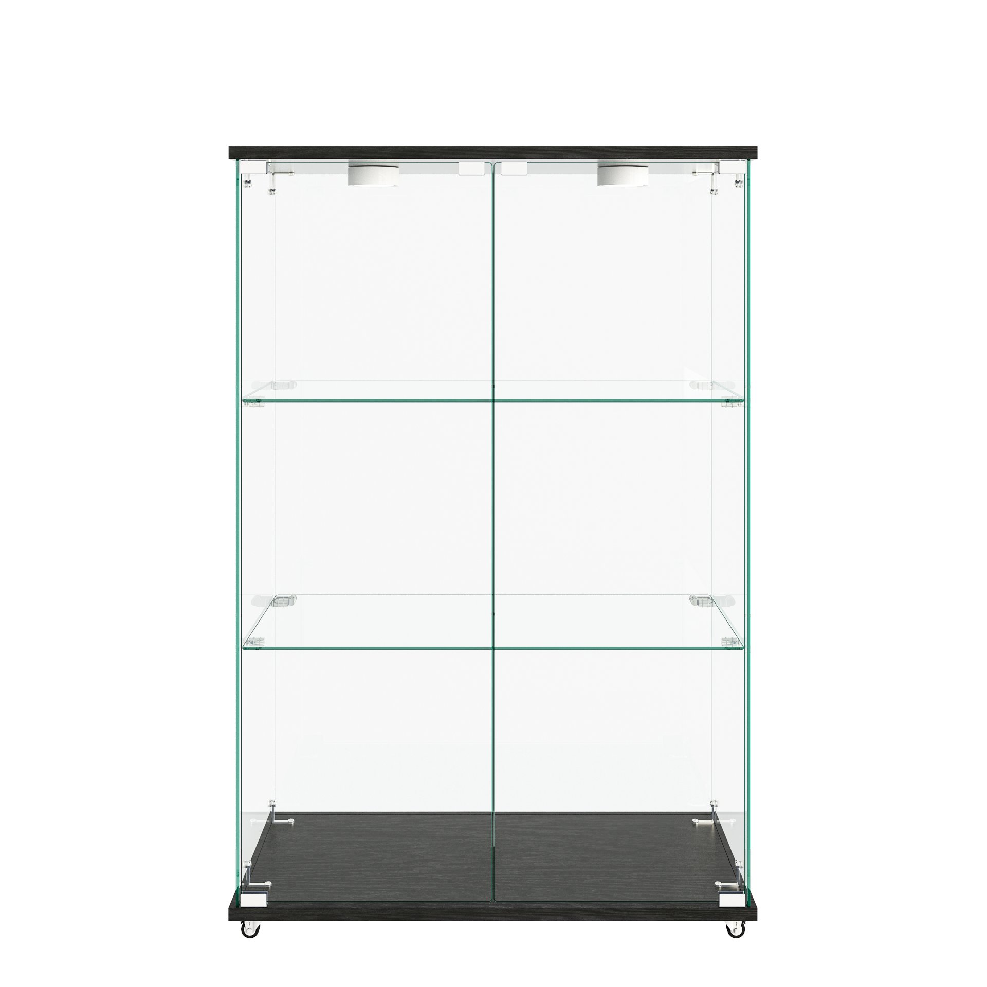 Modern Display Cabinet With LED Lights, Tempered Glass 2 Door Storage Case With 3 Shelves For Living Room Or Bedroom - Transparent - Image 9
